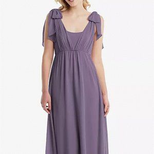 TH095..Empire Waist Shirred Skirt Convertible Sash Tie Maxi Dress..Lavender..XL